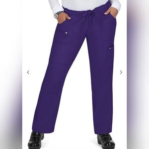 Koi Lite Peace Drawstring Purple 6 Pocket Scrub Pants #721-R Womens L